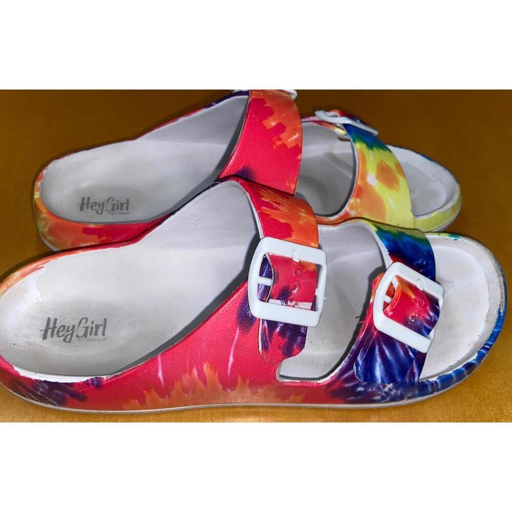 corkys Hey Girl - size 8 sandals - Multi Colored Tye Die Tie Die Beach Colorful
